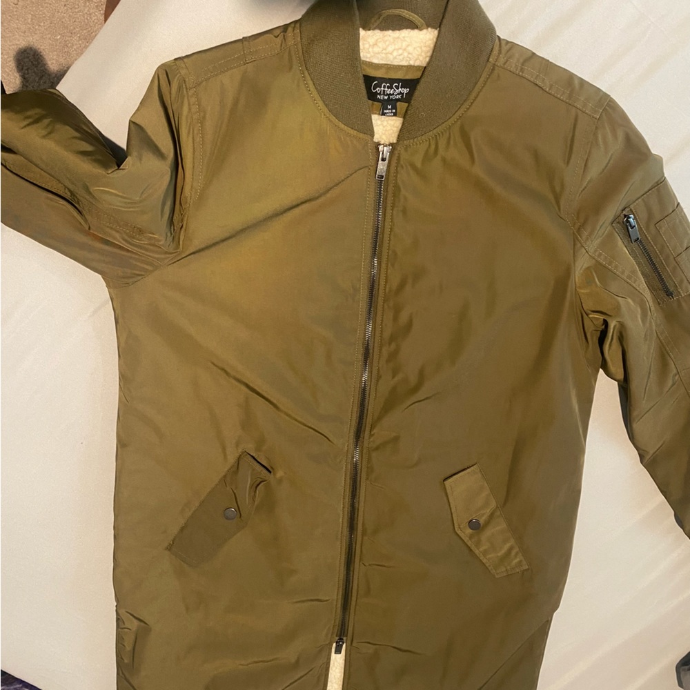Army green bomber jacket